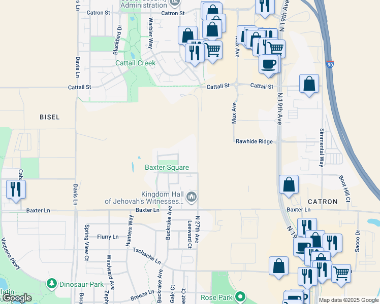 map of restaurants, bars, coffee shops, grocery stores, and more near 2394 Renee Way in Bozeman