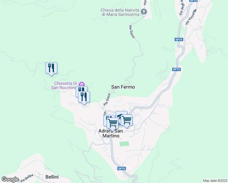 map of restaurants, bars, coffee shops, grocery stores, and more near 8 Via Pennini in Provincia di Bergamo