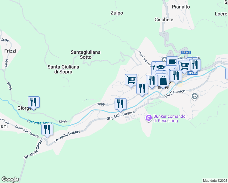 map of restaurants, bars, coffee shops, grocery stores, and more near 24 Contrada Sartore in Recoaro Terme