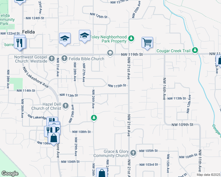 map of restaurants, bars, coffee shops, grocery stores, and more near 2316 Northwest 113th Street in Vancouver