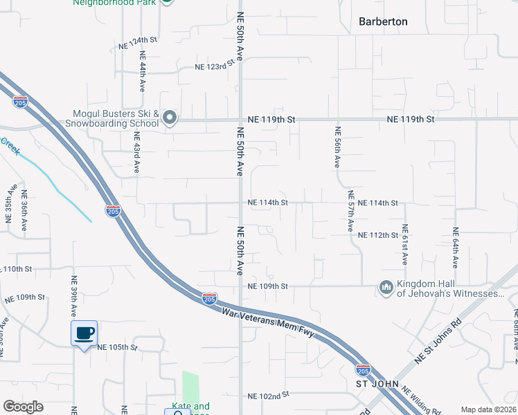 map of restaurants, bars, coffee shops, grocery stores, and more near 5107 Northeast 113th Loop in Barberton