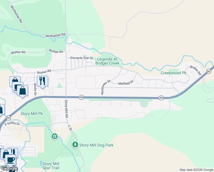 map of restaurants, bars, coffee shops, grocery stores, and more near 2438 Northview Street in Bozeman