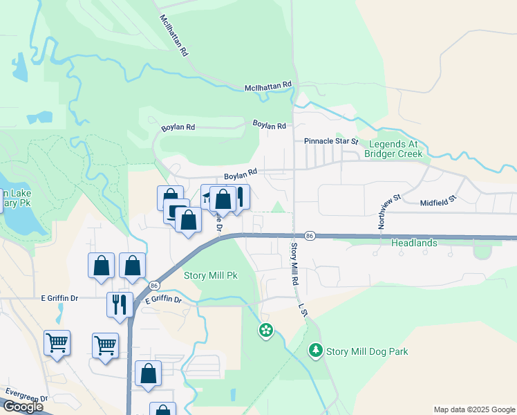 map of restaurants, bars, coffee shops, grocery stores, and more near 901 Bridger Drive in Bozeman