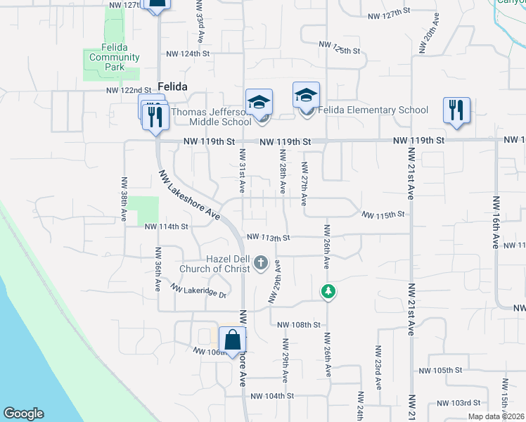 map of restaurants, bars, coffee shops, grocery stores, and more near 11422 Northwest 29th Avenue in Vancouver