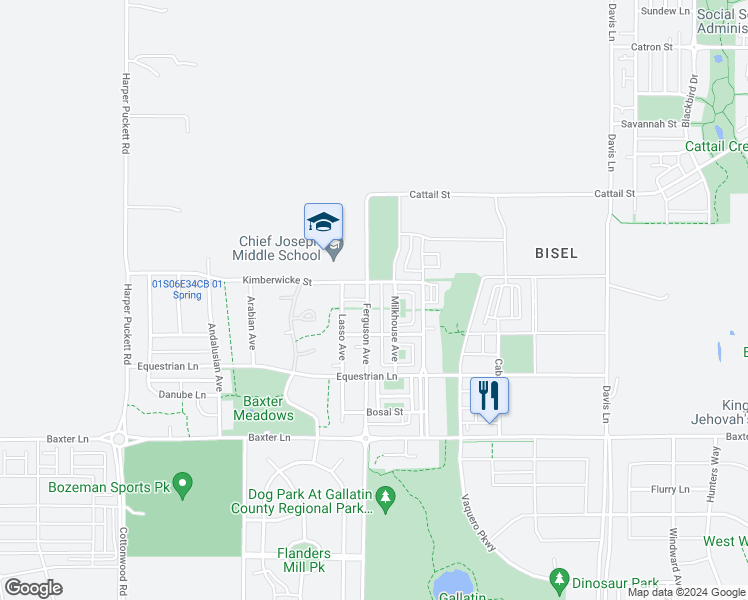 map of restaurants, bars, coffee shops, grocery stores, and more near 2454 Ferguson Avenue in Bozeman