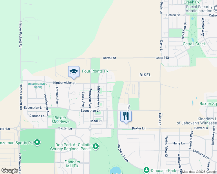 map of restaurants, bars, coffee shops, grocery stores, and more near 2472 Gallatin Green Blvd in Bozeman