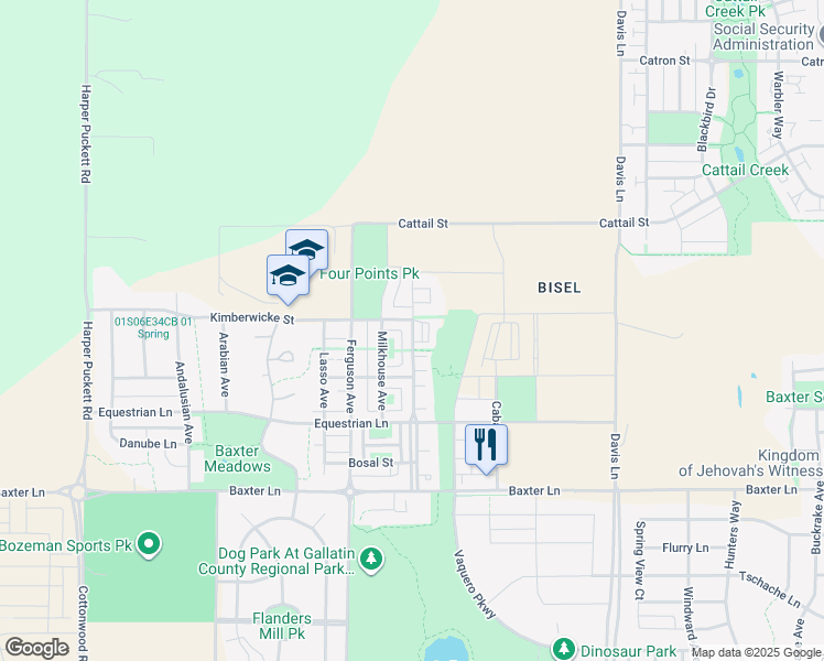 map of restaurants, bars, coffee shops, grocery stores, and more near 2472 Gallatin Green Blvd in Bozeman