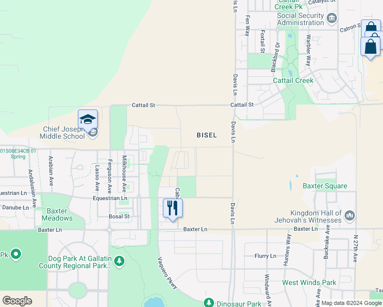 map of restaurants, bars, coffee shops, grocery stores, and more near 3745 Galloway Street in Bozeman