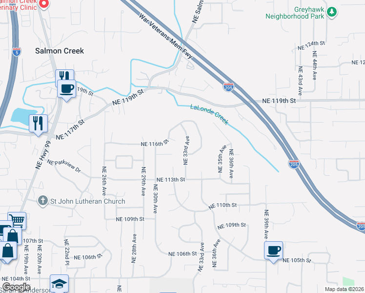 map of restaurants, bars, coffee shops, grocery stores, and more near 11506 Northeast 33rd Avenue in Vancouver
