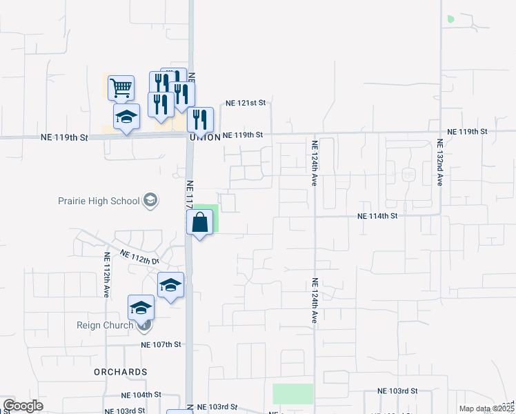 map of restaurants, bars, coffee shops, grocery stores, and more near 11424 NE 122ND PL in Vancouver