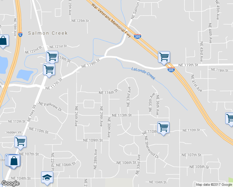 map of restaurants, bars, coffee shops, grocery stores, and more near 3011 Northeast 116th Street in Vancouver