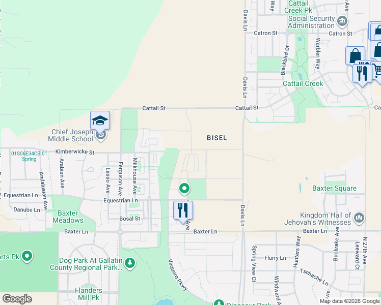map of restaurants, bars, coffee shops, grocery stores, and more near 3745 Galloway Street in Bozeman