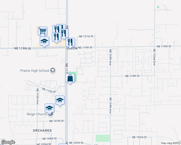 map of restaurants, bars, coffee shops, grocery stores, and more near 11424 NE 122ND PL in Vancouver