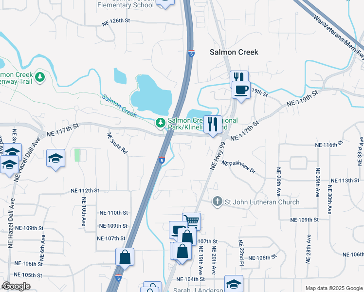 map of restaurants, bars, coffee shops, grocery stores, and more near 1705 Northeast 116th Street in Vancouver
