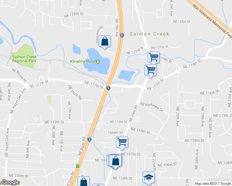 map of restaurants, bars, coffee shops, grocery stores, and more near 1705 Northeast 116th Street in Vancouver