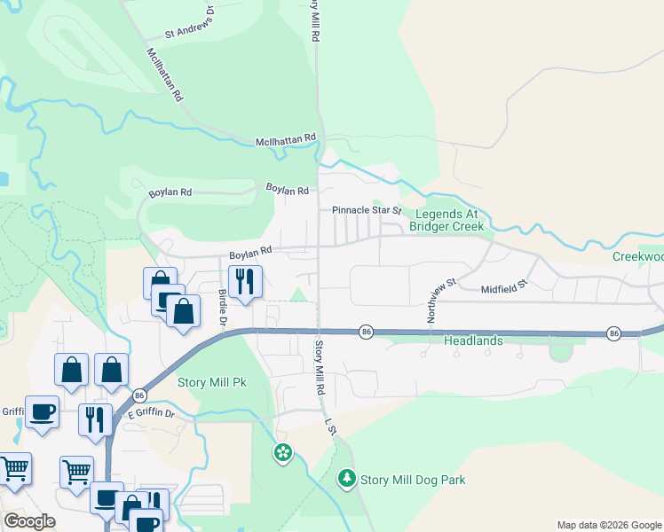 map of restaurants, bars, coffee shops, grocery stores, and more near 996-998 Story Mill Rd in Bozeman
