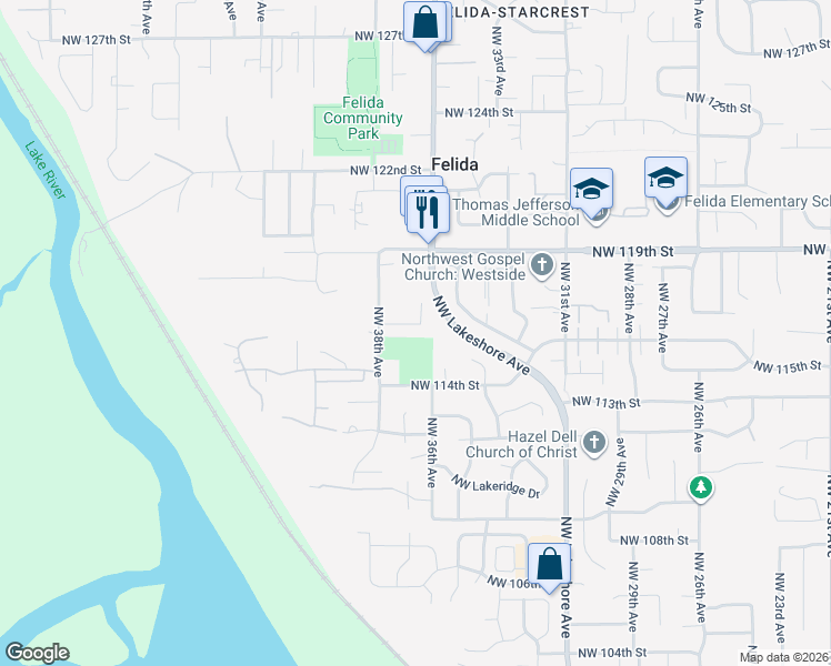 map of restaurants, bars, coffee shops, grocery stores, and more near 3709 Northwest 116th Street in Vancouver
