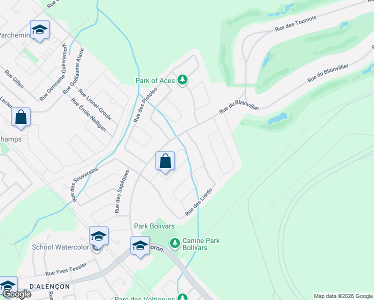 map of restaurants, bars, coffee shops, grocery stores, and more near 27 Rue des Deniers in Blainville