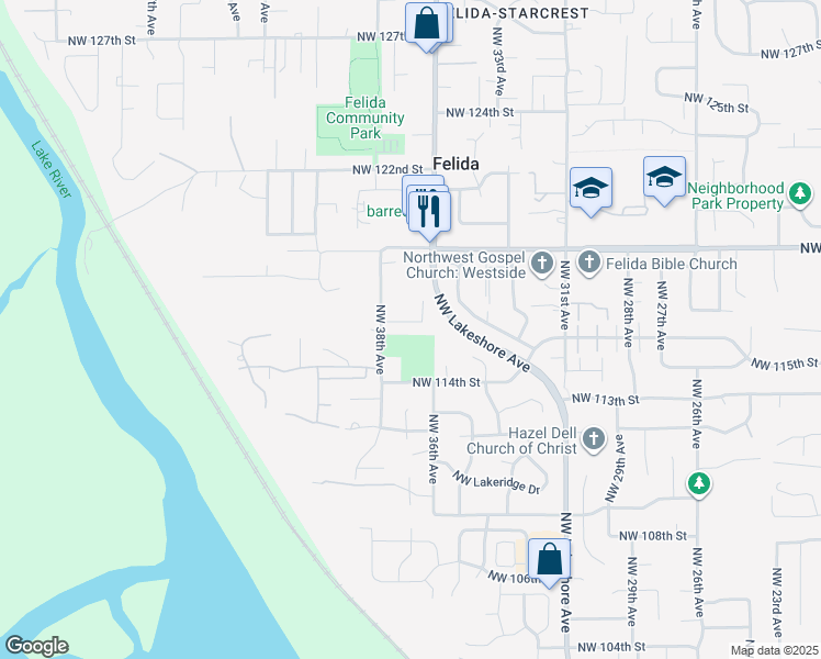 map of restaurants, bars, coffee shops, grocery stores, and more near 3709 Northwest 116th Street in Vancouver