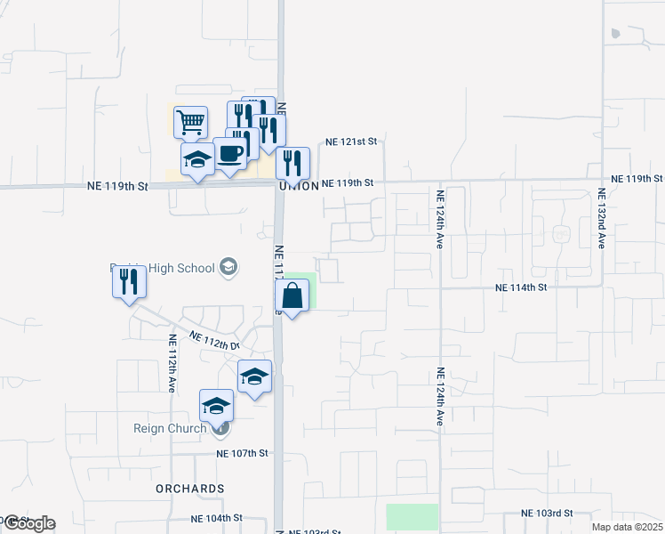 map of restaurants, bars, coffee shops, grocery stores, and more near 11903 Northeast 116th Street in Vancouver