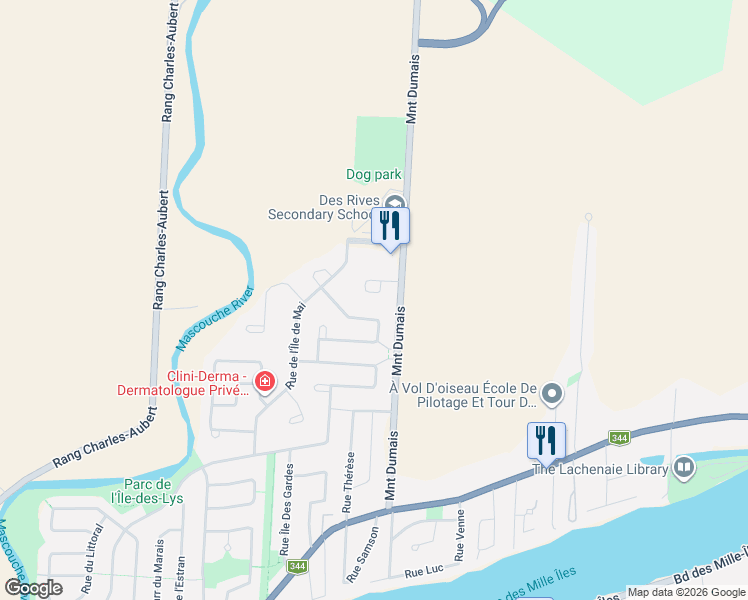 map of restaurants, bars, coffee shops, grocery stores, and more near 38 Croissant de l'Ile Boily in Terrebonne