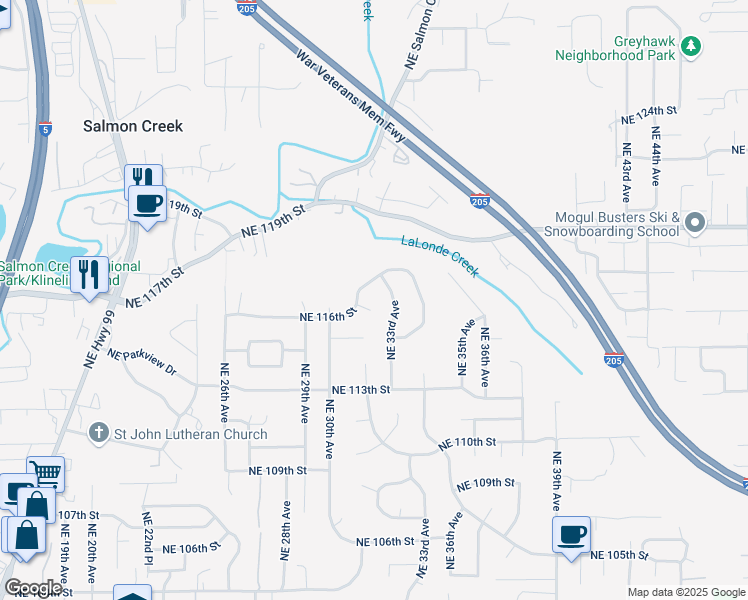 map of restaurants, bars, coffee shops, grocery stores, and more near 11502 Northeast 32nd Court in Vancouver