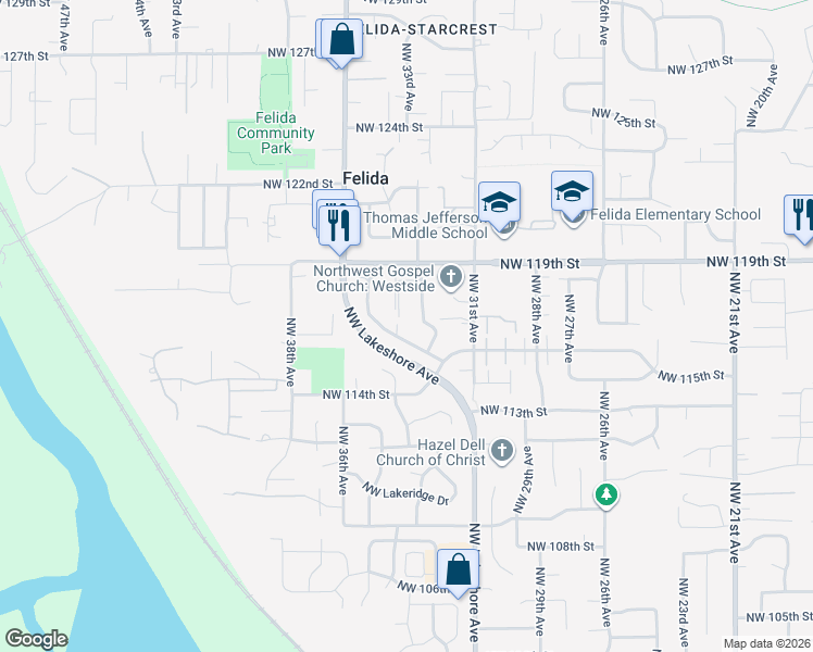 map of restaurants, bars, coffee shops, grocery stores, and more near 3315 Northwest 116th Way in Vancouver