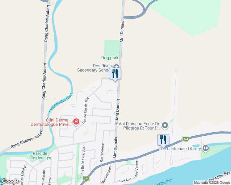 map of restaurants, bars, coffee shops, grocery stores, and more near 28 Croissant de l'Ile Boily in Terrebonne