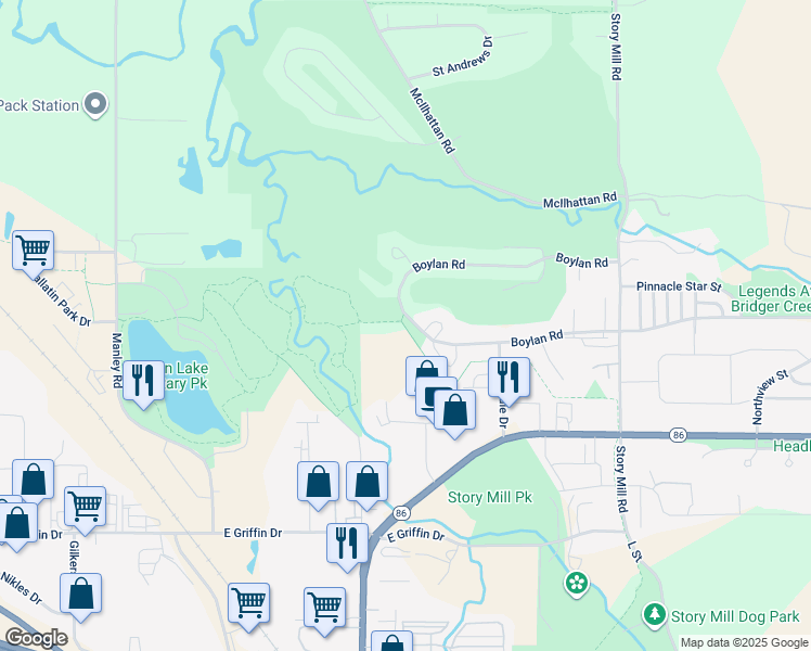 map of restaurants, bars, coffee shops, grocery stores, and more near 1038-1046 Boylan Road in Bozeman