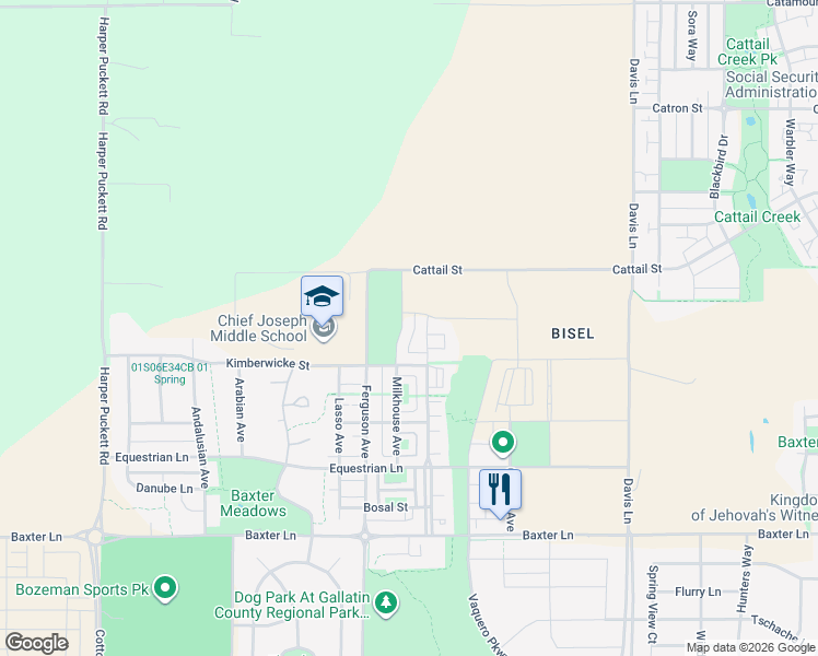 map of restaurants, bars, coffee shops, grocery stores, and more near 3844 Blondie Court in Bozeman