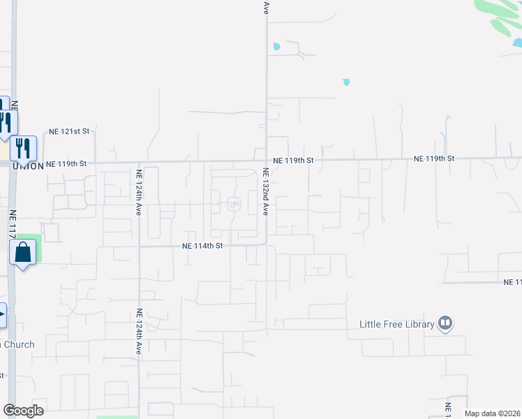 map of restaurants, bars, coffee shops, grocery stores, and more near 11607 Northeast 131st Place in Vancouver