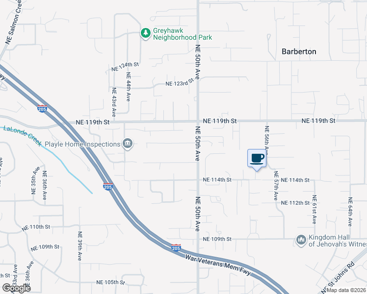 map of restaurants, bars, coffee shops, grocery stores, and more near 4802 Northeast 117th Street in Vancouver