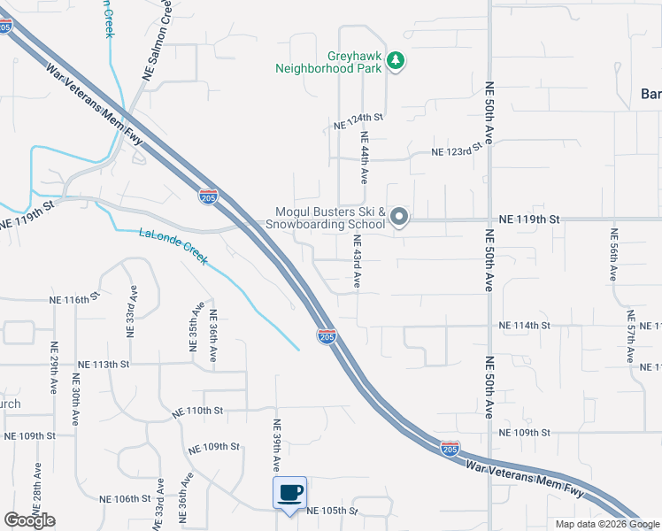 map of restaurants, bars, coffee shops, grocery stores, and more near 4113 Northeast 117th Street in Vancouver