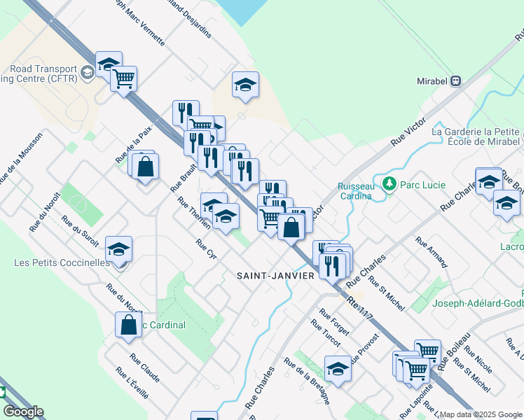 map of restaurants, bars, coffee shops, grocery stores, and more near 13959 Boulevard Curé-Labelle in Mirabel