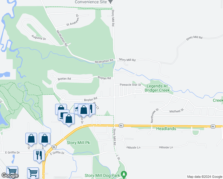 map of restaurants, bars, coffee shops, grocery stores, and more near 2512 Valhalla Court in Bozeman