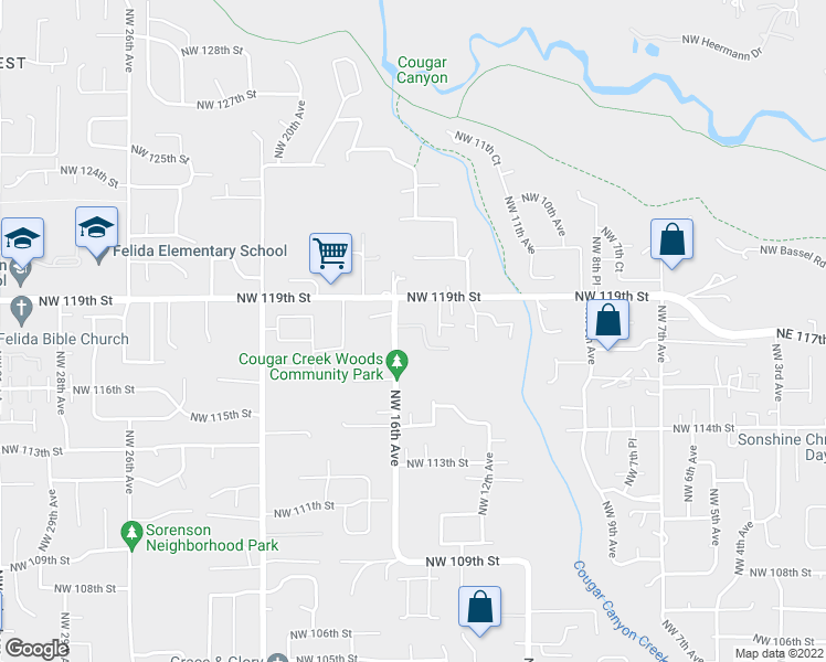 map of restaurants, bars, coffee shops, grocery stores, and more near 1508 Northwest 118th Street in Vancouver