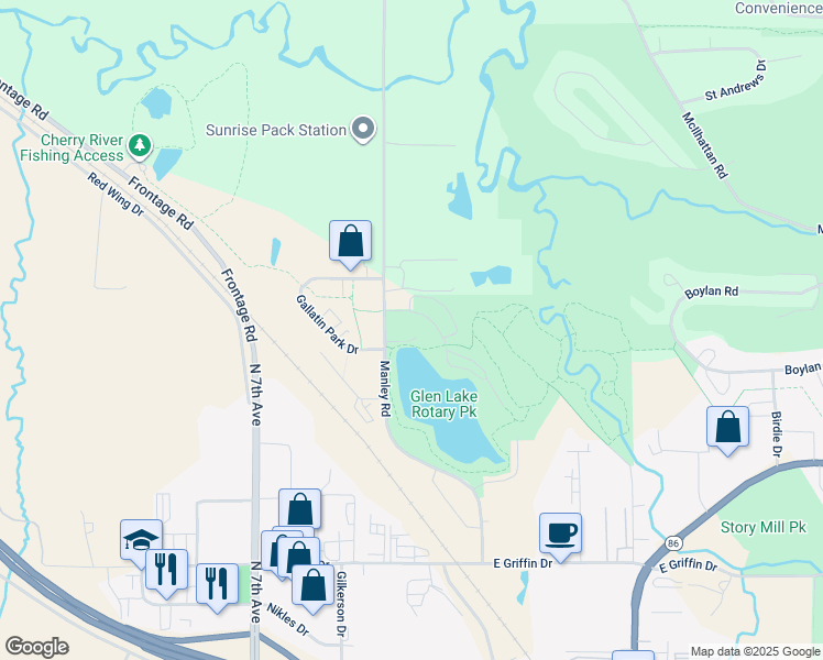 map of restaurants, bars, coffee shops, grocery stores, and more near 257 Turtle Way in Bozeman