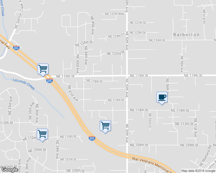 map of restaurants, bars, coffee shops, grocery stores, and more near 4704 Northeast 117th Street in Vancouver