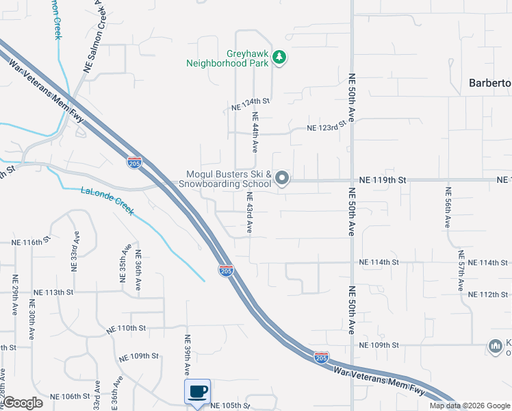 map of restaurants, bars, coffee shops, grocery stores, and more near 4318 NE 117th St in Vancouver
