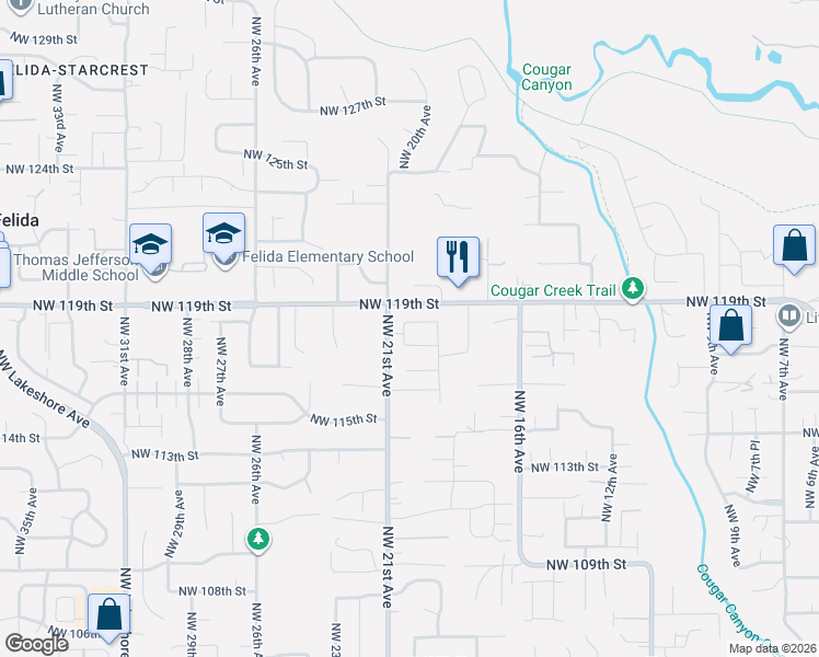 map of restaurants, bars, coffee shops, grocery stores, and more near 2005 Northwest 118th Way in Vancouver