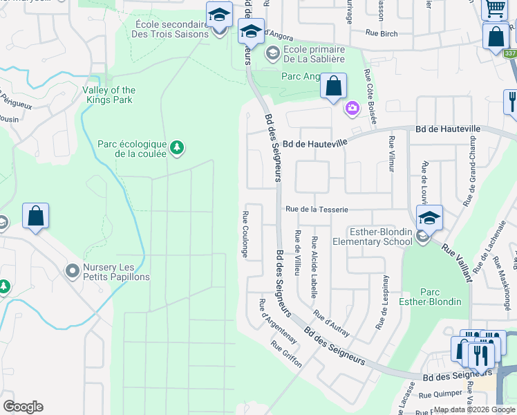 map of restaurants, bars, coffee shops, grocery stores, and more near 950 Rue Jean Pierre Meunier in Terrebonne