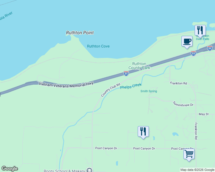 map of restaurants, bars, coffee shops, grocery stores, and more near 476 Country Club Road in Hood River