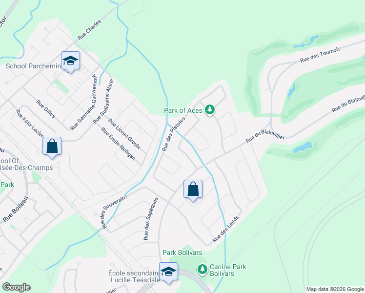 map of restaurants, bars, coffee shops, grocery stores, and more near 12 Rue des Besants in Blainville
