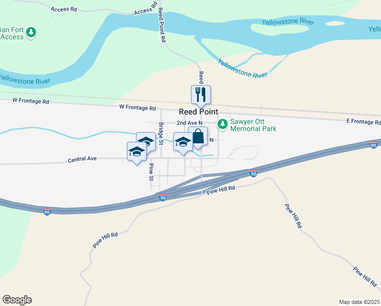 map of restaurants, bars, coffee shops, grocery stores, and more near 13 Central Avenue in Reed Point