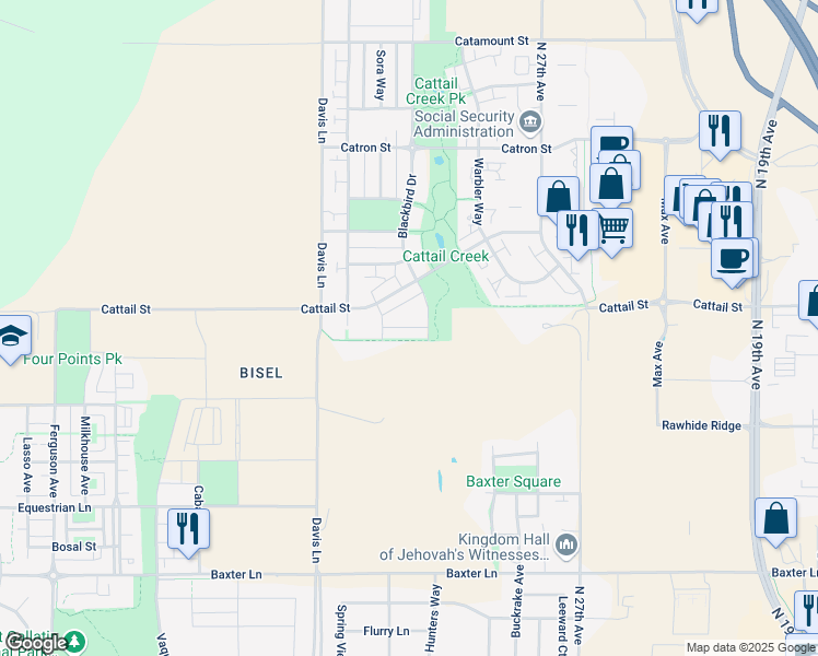 map of restaurants, bars, coffee shops, grocery stores, and more near Lori Lane in Bozeman