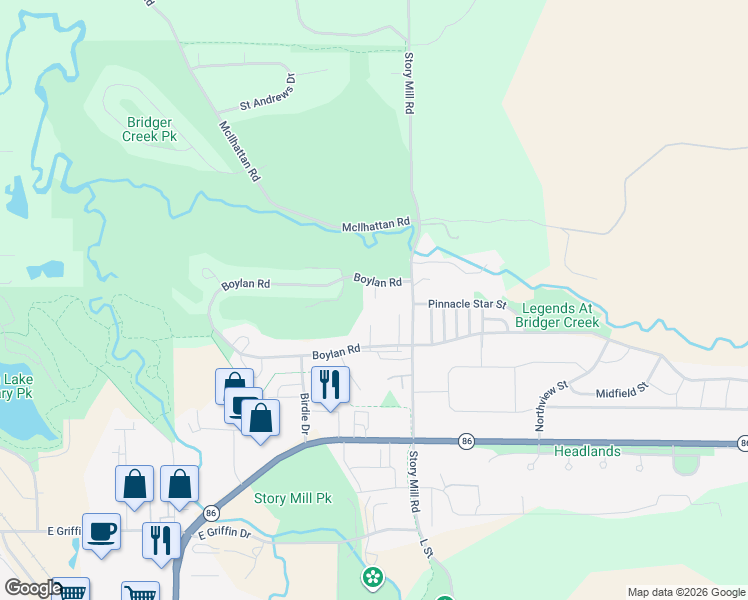 map of restaurants, bars, coffee shops, grocery stores, and more near 2514 Putter Court in Bozeman