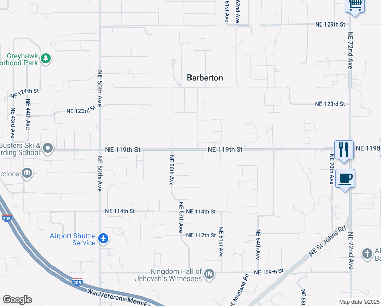 map of restaurants, bars, coffee shops, grocery stores, and more near 5711 Northeast 119th Street in Vancouver