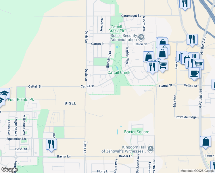 map of restaurants, bars, coffee shops, grocery stores, and more near 3038 Cattail Street in Bozeman