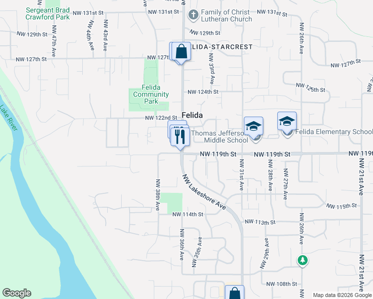 map of restaurants, bars, coffee shops, grocery stores, and more near 11920 Northwest 35th Avenue in Vancouver
