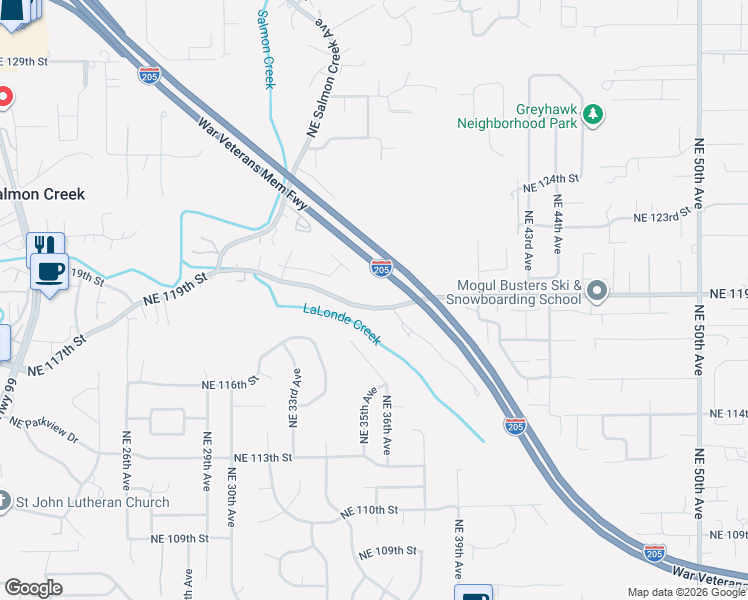 map of restaurants, bars, coffee shops, grocery stores, and more near 3504 Northeast 119th Street in Vancouver